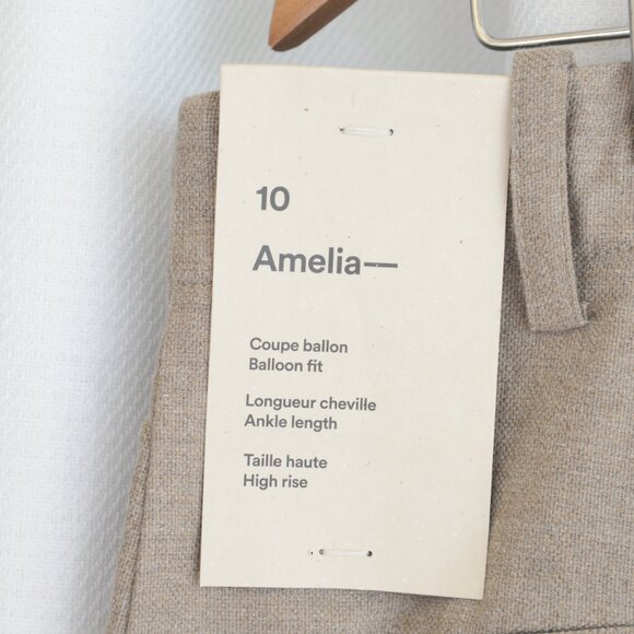 NWT Frank and Oak Amelia Linen Blend Tan Balloon Pants Sz 10 - Picture 6 of 8